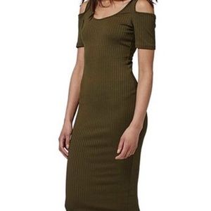 Top Shop olive green midi dress